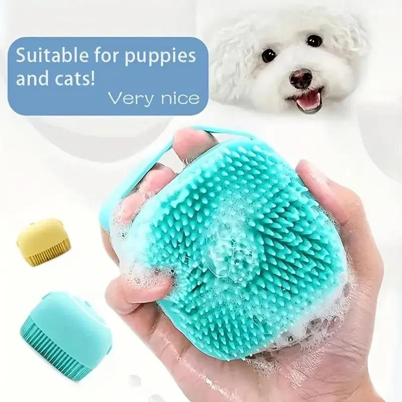 Silicone Dog Bath Brush – Gentle Massage & Shampoo Dispenser for Easy Grooming