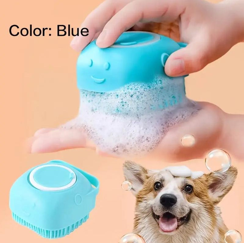 Silicone Dog Bath Brush – Gentle Massage & Shampoo Dispenser for Easy Grooming