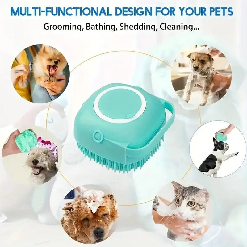 Silicone Dog Bath Brush – Gentle Massage & Shampoo Dispenser for Easy Grooming