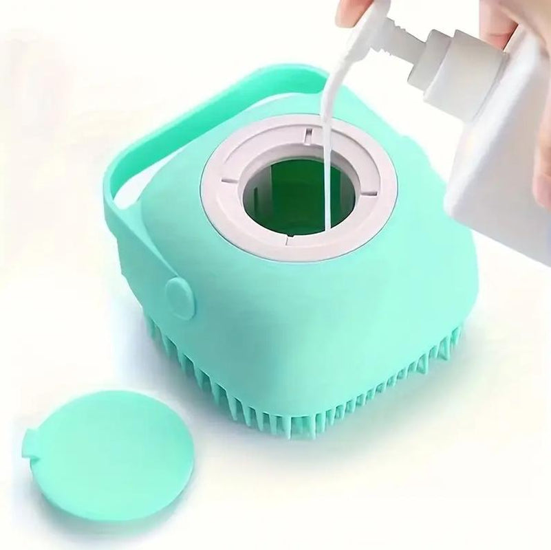 Silicone Dog Bath Brush – Gentle Massage & Shampoo Dispenser for Easy Grooming