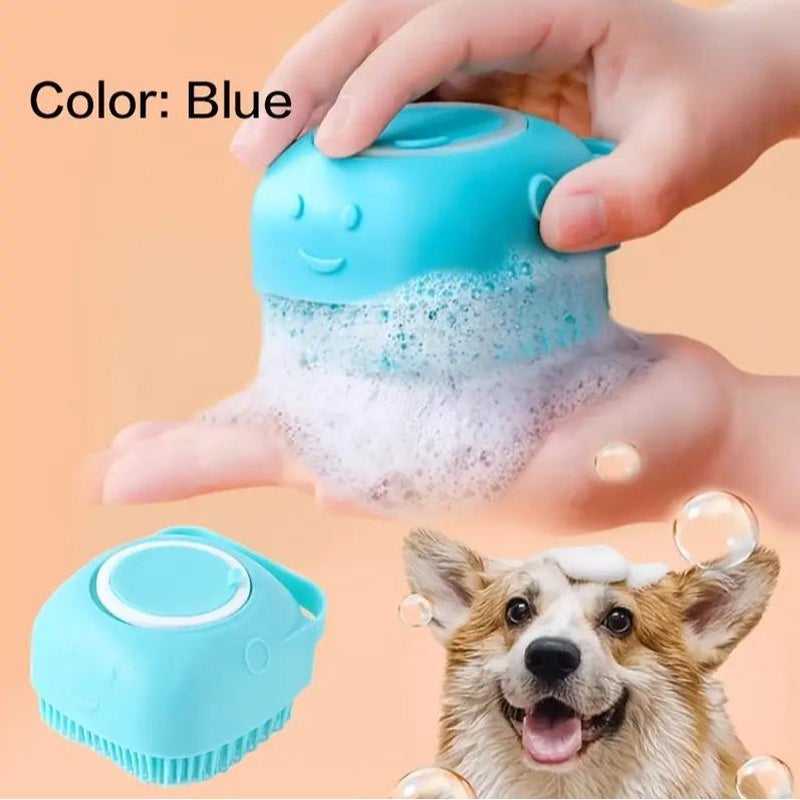 Silicone Dog Bath Brush – Gentle Massage & Shampoo Dispenser for Easy Grooming