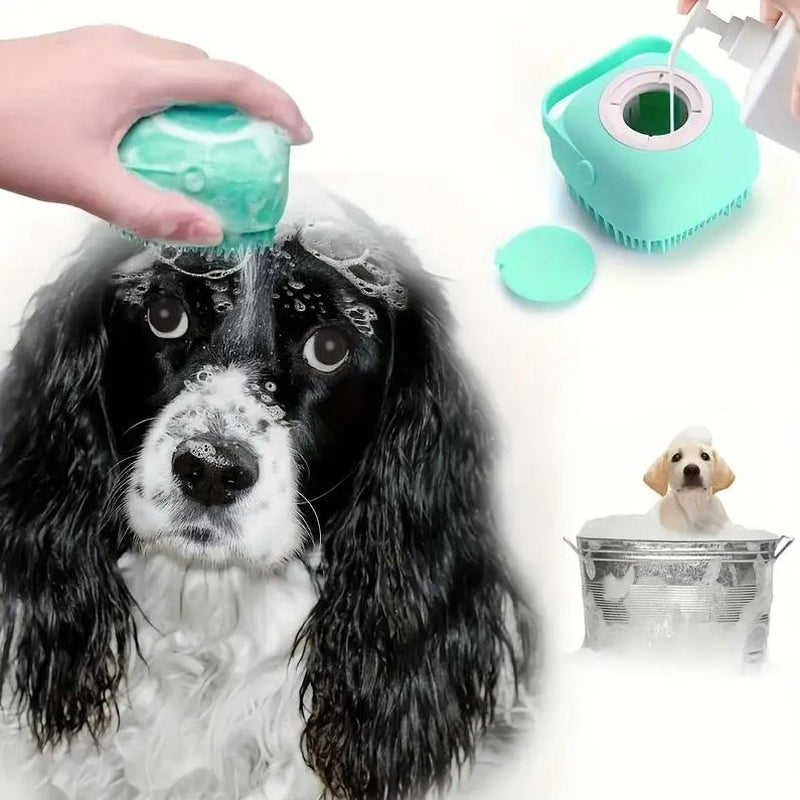 Silicone Dog Bath Brush – Gentle Massage & Shampoo Dispenser for Easy Grooming